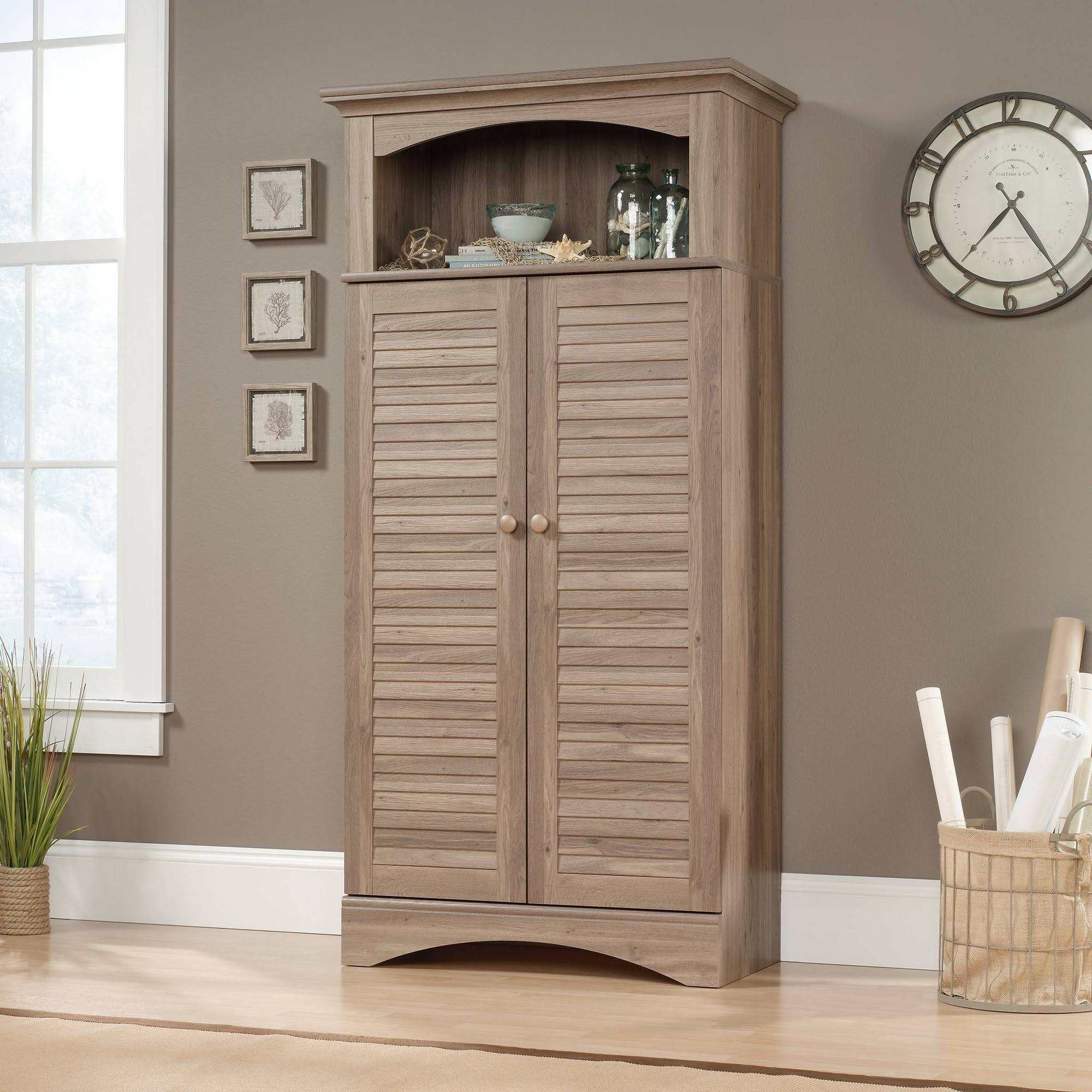 Sauder Harbor View Storage Cabinet in Salt Oak - Sauder 423660