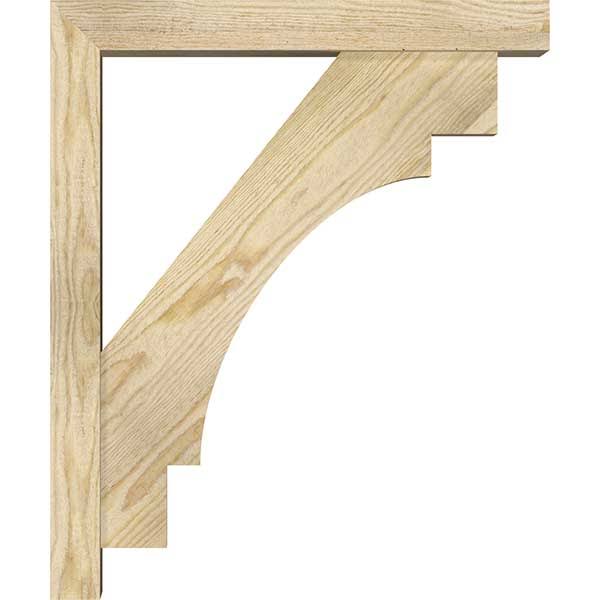 Ekena Millwork BKT0402X20X24MRC05RDF 4x22W x 20x22D x 24x22H Merced Block Rough Sawn Bracket w/ Offset Brace, Douglas Fir