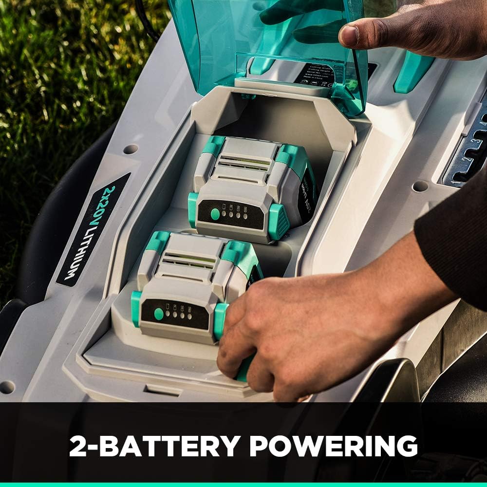 Litheli Lawn Mower Battery Powered 17 Inch, 2*20V (40V) Lawnmower with Brushless Motor, Push Mower for Lawn Care