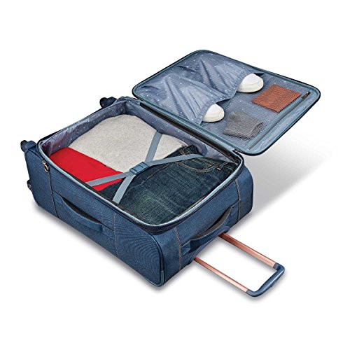 American Tourister Belle Voyage Softside Luggage with Spinner Wheels, Black, Checked-Medium 25-Inch