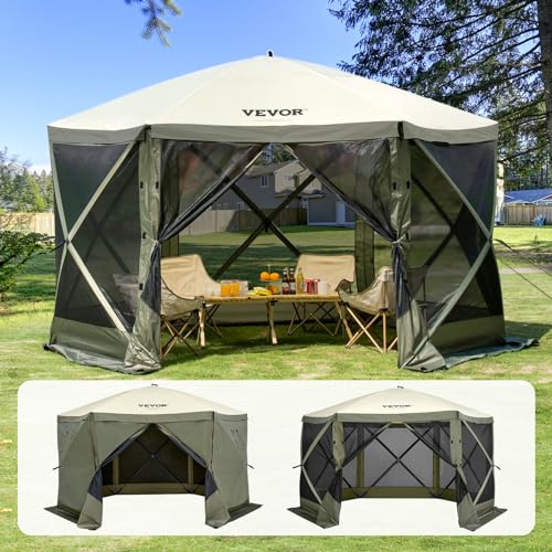 VEVOR Pop Up Gazebo Screen Tent, Pop-Up Instant Gazebo Tents with Mosquito Netting Outdoor Canopy