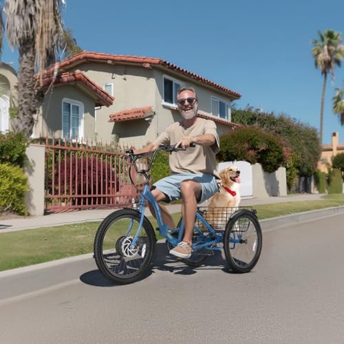 ANCHEER Electric Tricycle for Adults, Peak 600W Electric Trike, 24" 499Wh Folding 3 Wheel Ebike for Adults & Seniors, 15.5MPH & 55Miles Electric Bike