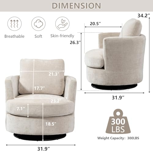 ODUWA Swivel Barrel Chair Set of 2