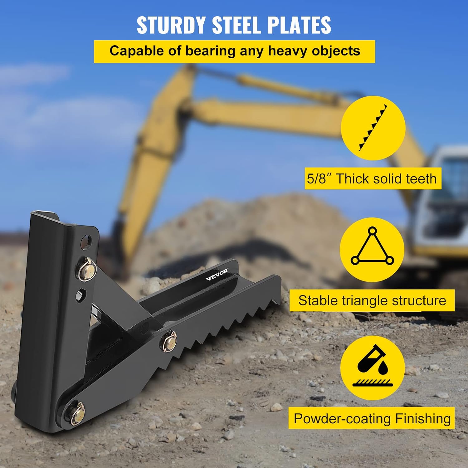 Mophorn 36 inch Backhoe Excavator Thumb Attachments Adjustable Extreme Weld On Backhoe Thumb Hoe Clamp 5/8Inch Teeth Thick Steel Plate 16MM Assembly