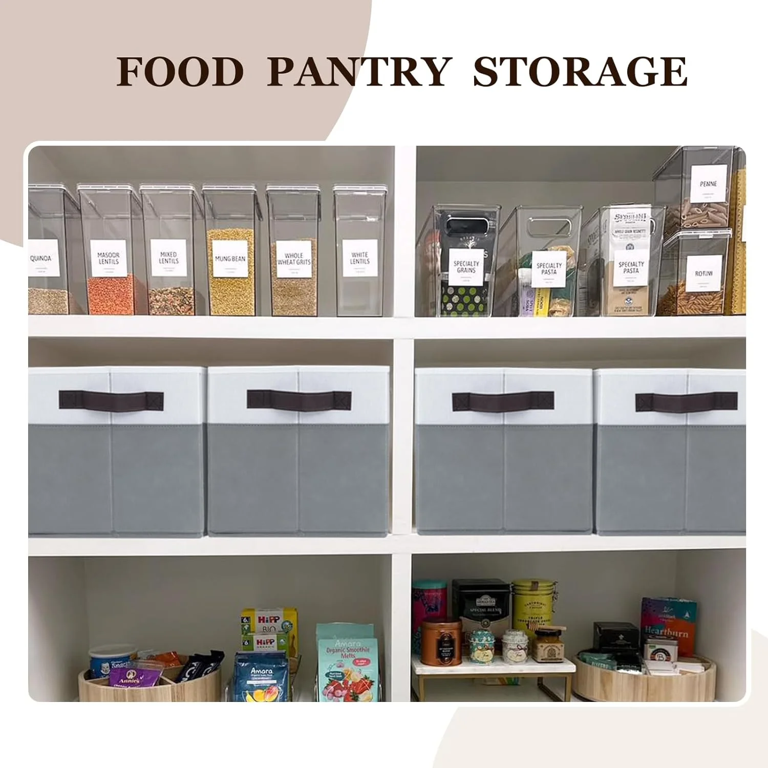 4 Pack Large Storage Baskets for Shelves | Fabric Closet Organizers and Storage Bins with Handles Home Organization | Decorative Collapsible Baskets