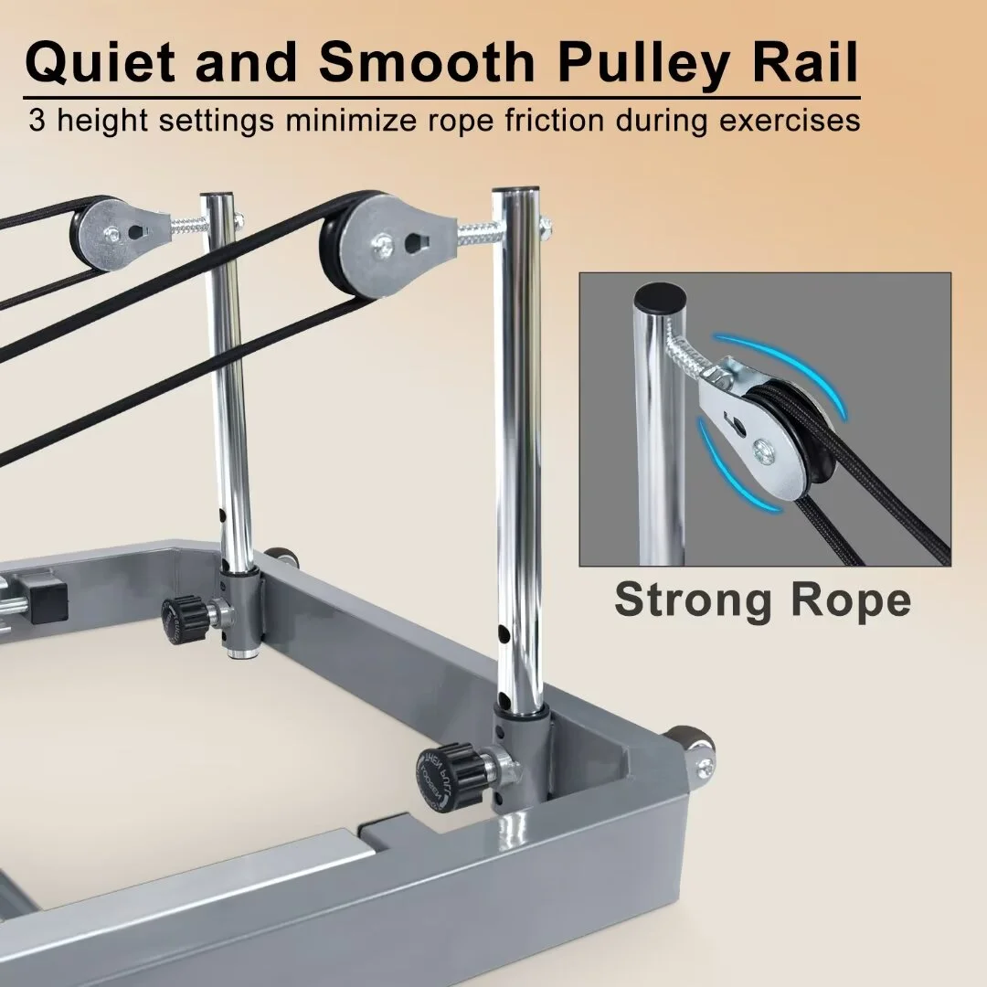 Docred Quiet Foldable Pilates Reformer, Pilates Reformer Workout Machine with Spring for Home Gym，Beginners，Up to 300 lbs Weight Capacity