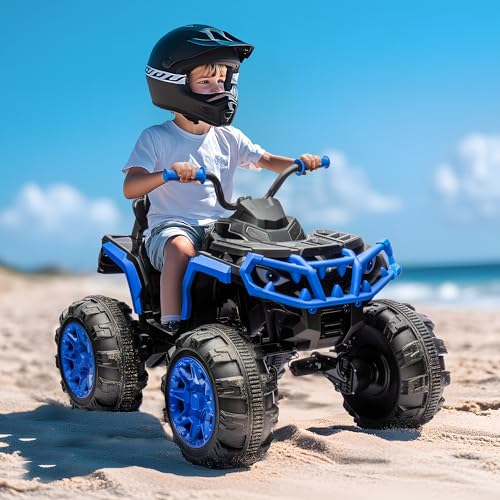 Shark Kids ATV 4 Wheeler, 24V 4WD Electric ATV Ride On Toy for Big Kids, 4X200W Motor, 5.6Mph Max Speed - Green