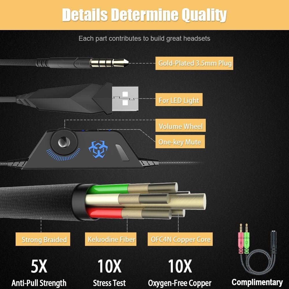 BENGOO V-4 Gaming Headset for Xbox One, PS4, PC, Controller, Noise Cancelling Over Ear Headphones with Mic