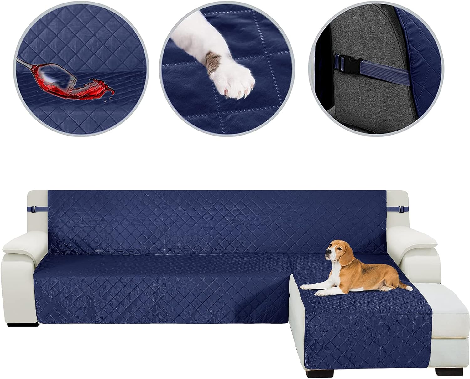 HDCAXKJ Sectional Couch Covers for Dogs 3-Pieces Water Resistant L Shape Sofa Cover Set Pet Friendly Sectional Slipcovers Living Room Non Slip