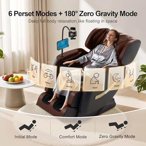 2025 Massage Chair Full Body - Zero Gravity Massage Chair for Back Fatigue with 10 Fixed Rollers, Footrest, Heating, Airbag Massager, Bluetooth