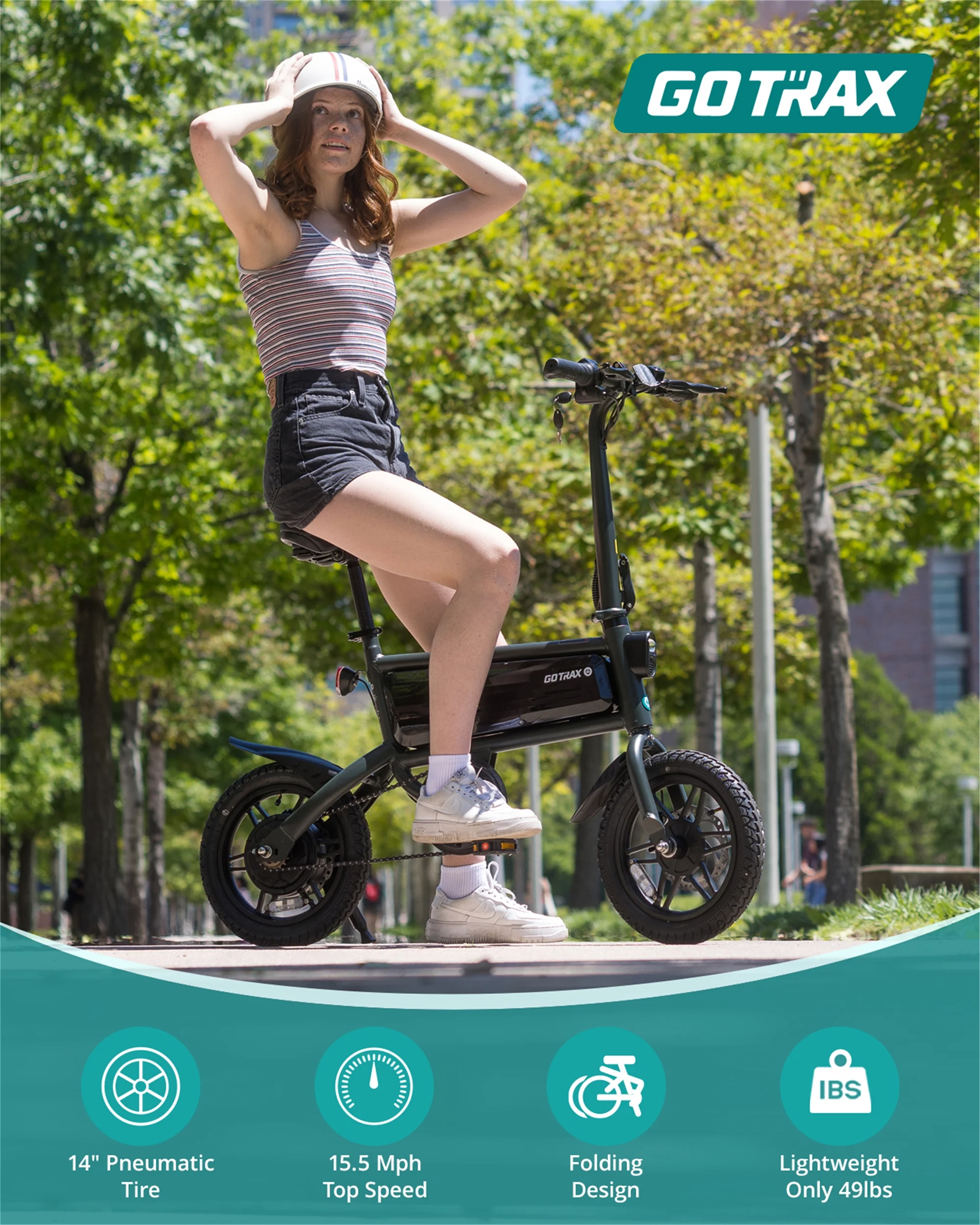 GOTRAX S2 14 Folding Electric Bike for Adults and Teens, 250W 15.5Mph, 15Miles LED Display Mini E-Bike for Commuting