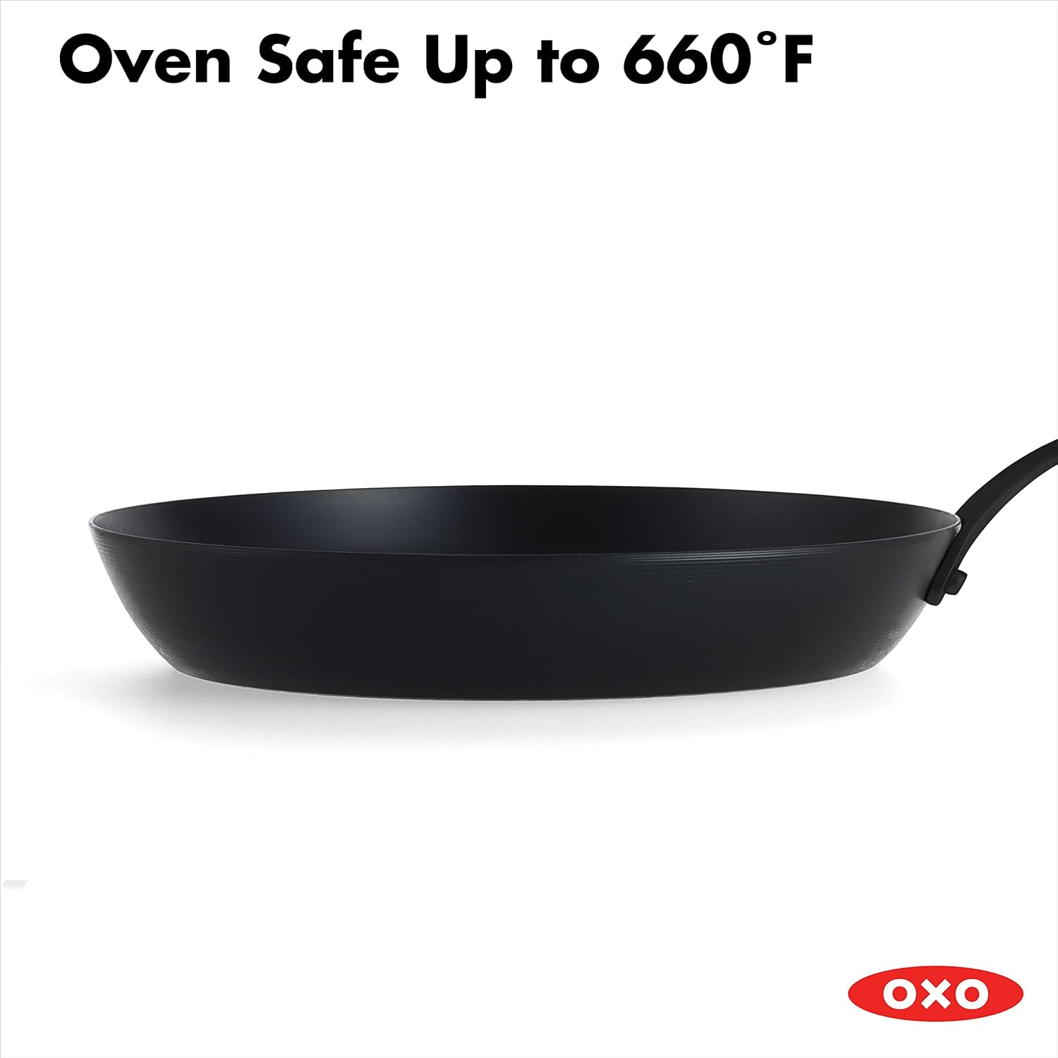 OXO Obsidian Pre-Seasoned Carbon Steel Induction Safe 12 Wok with Helper Handle and Silicone Sleeve, Black