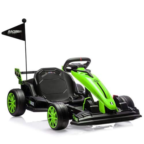 24V Electric Drift Kart for Kids, Ride Car with Adjustable Seat & 8.5MPH Speed, EVA Silent Wheels, Parent-Safety Certified Ride-On Toy