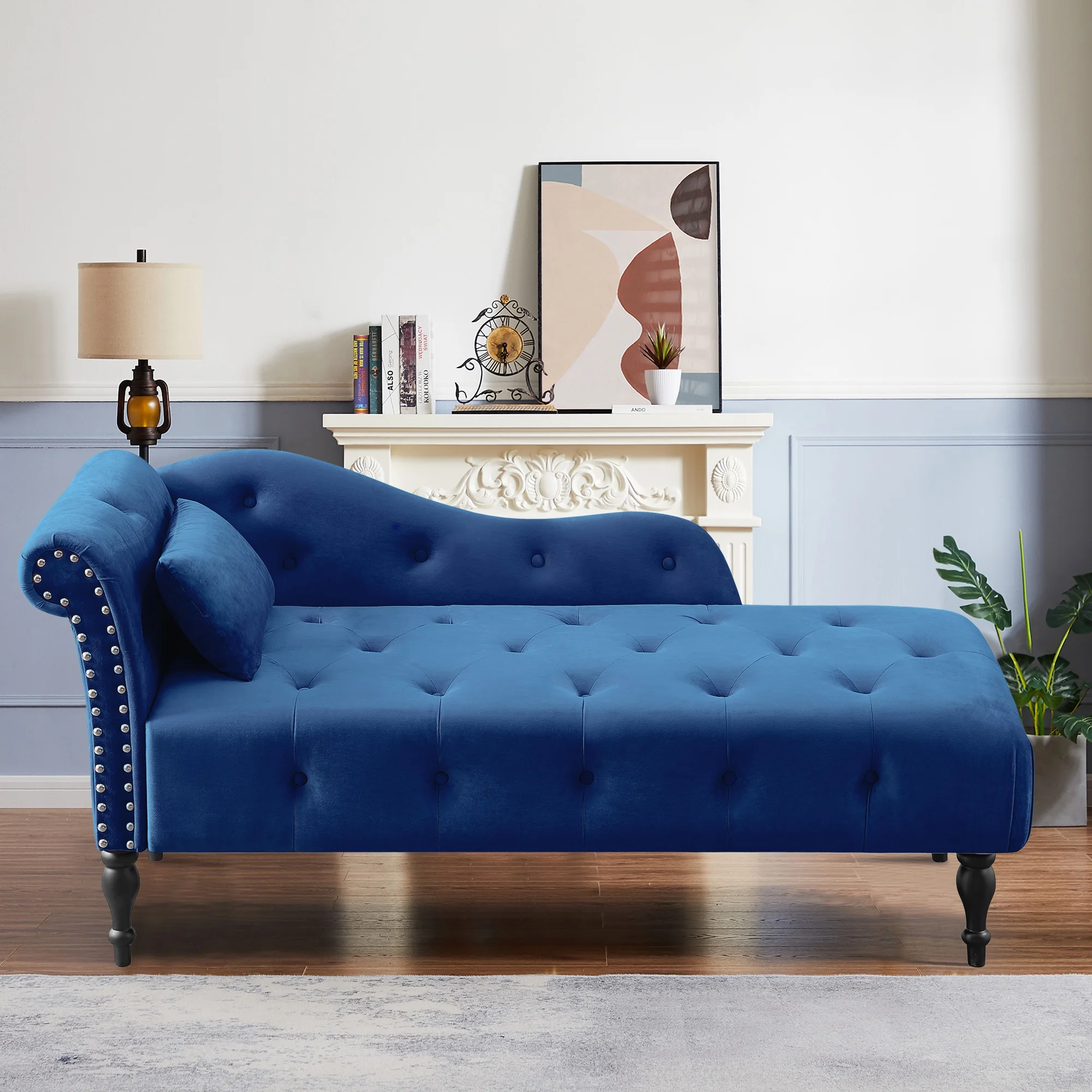 SYNGAR Modern Lounge Chaise Indoor, Leisure Sofa Accent Chair Upholstered Couch, Button Tufted Seat with Matching Accent Pillow