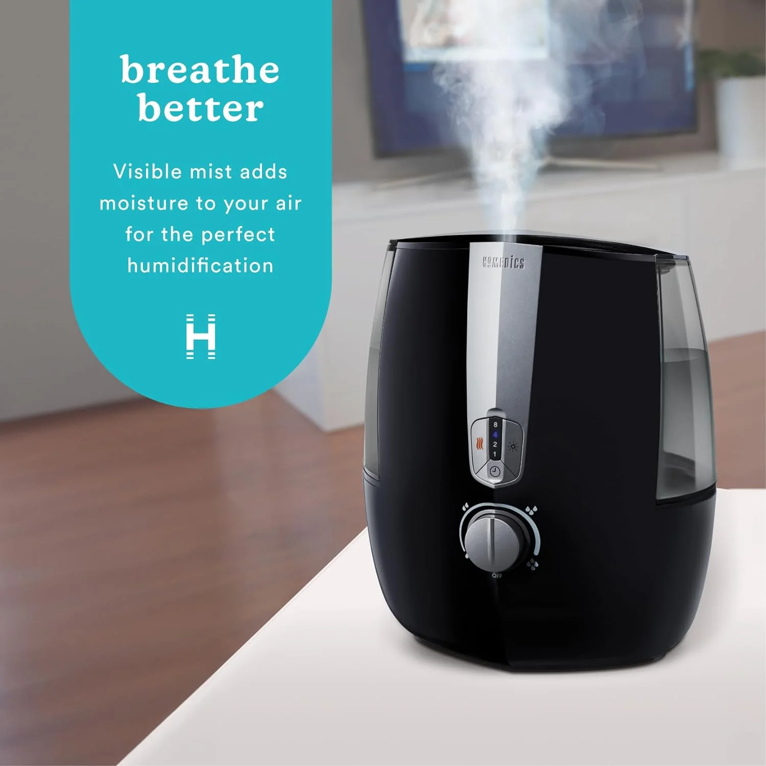 Homedics TotalComfort Plus Ultrasonic Air Humidifier, 5.3L Water Tank with Warm and Cool Mist for Home, Office, Nursery, Dorm