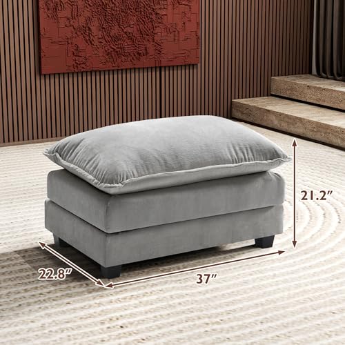 Ihanherry 111.4" U Shaped Modern Cloud Sofa Modular Sectional Couch with 2 Ottoman, 5-Seat Chenille Deep Seat Sofa with Pillow for Living Room