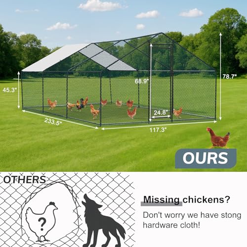 Outvita Chicken Coop, 13×10 FT Large Metal Chicken House, Poultry Habitat Cage with Waterproof Cover