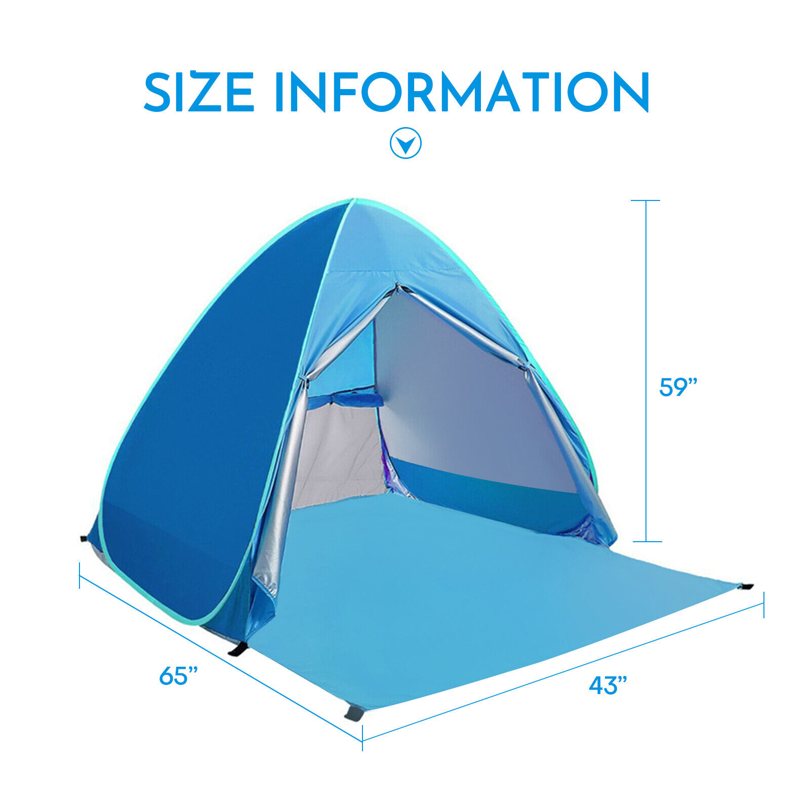 Pop Up Beach Tent Sun Shade Shelter Anti-UV Outdoor Camping Portable Blue Canopy