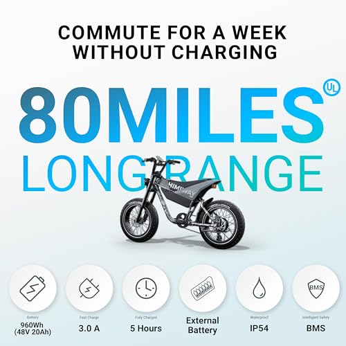 Himiway C5 Electric Bike 80 Miles 48V 20Ah Battrey, 750W Motor, Torque Sensor, 7-Speed, 20" x 4" Fat Tire Electric Bike, 20+MPH, 330LBS Payload
