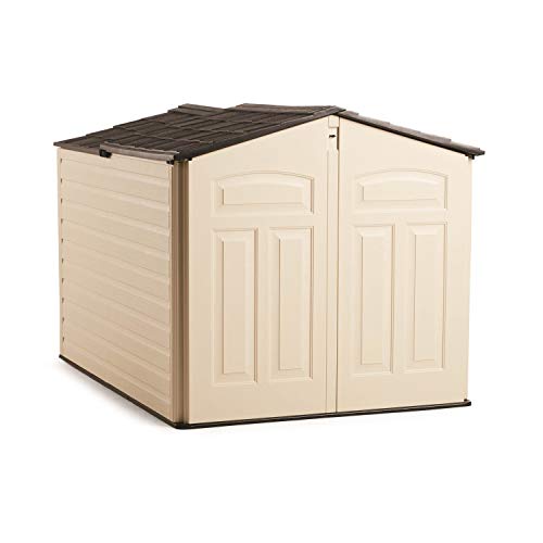Rubbermaid Slide-Lid Resin Outdoor Storage Shed (5 x 6.5 Ft),Weather Resistant, Beige/Brown