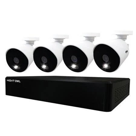 Night Owl 12 Channel 4K Wired DVR, 4 Wired Light Cameras u0026 1TB HDD