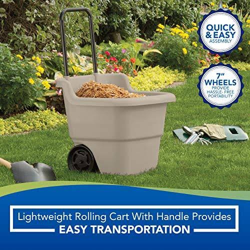 Suncast LC1250D 15.5-Gallon Capacity Poly Rolling Lawn Cart