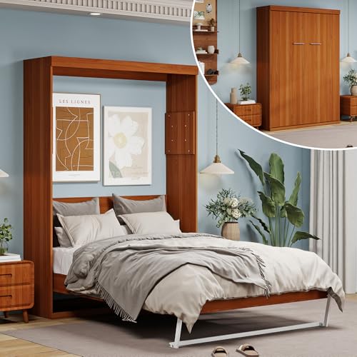 Black Wood Full Size Murphy Bed, Murphy Bed Full Space-Saving Wall Beds