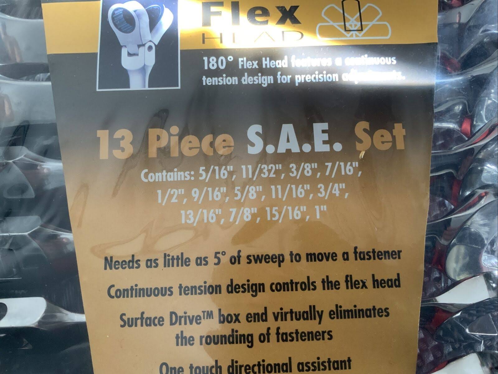 GearWrench 9702 13 Piece Flex-Head Combination Ratcheting Wrench Set SAE