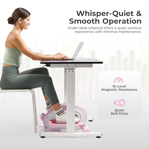 Sunny Health & Fitness Sitting Under Desk Elliptical Exerciser, Portable Pedal Training Machine for Senior Exercise, Peddler for Home Workout