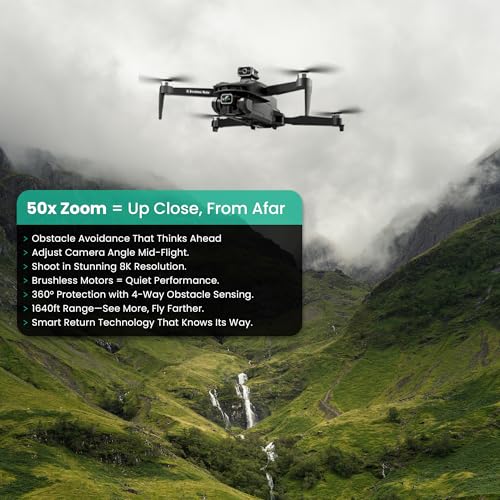 8K Camera Drones for Adults - V168 5G HD Brushless GPS Drone with Camera, 3 Batteries, Auto Return, Follow Me Mode, Obstacle Avoidance