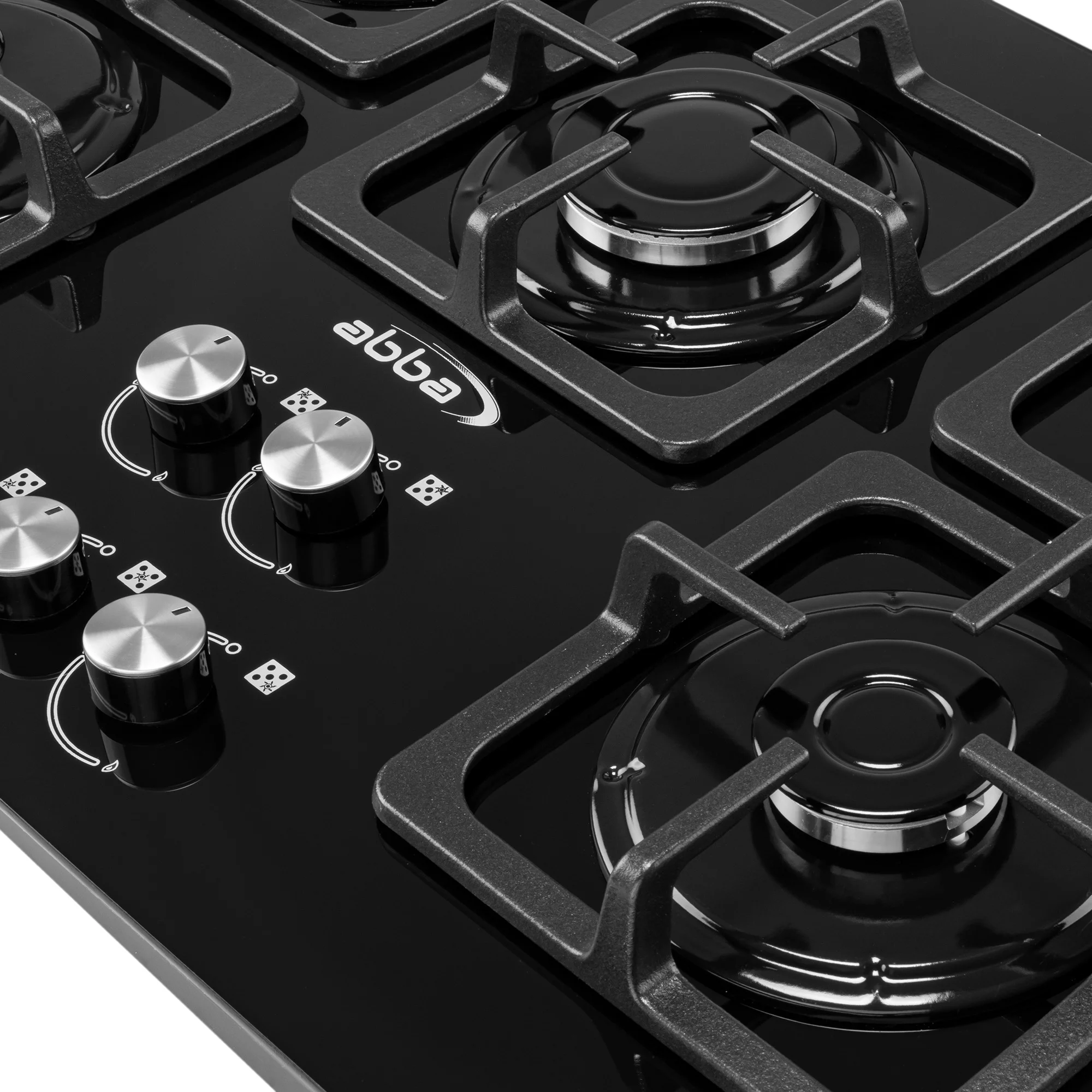 ABBA 30-in Gas Cooktop with 5 Sealed Burners - Tempered Glass Surface with SABAF Burners, Natural Gas Stove for Countertop, Easy to Clean