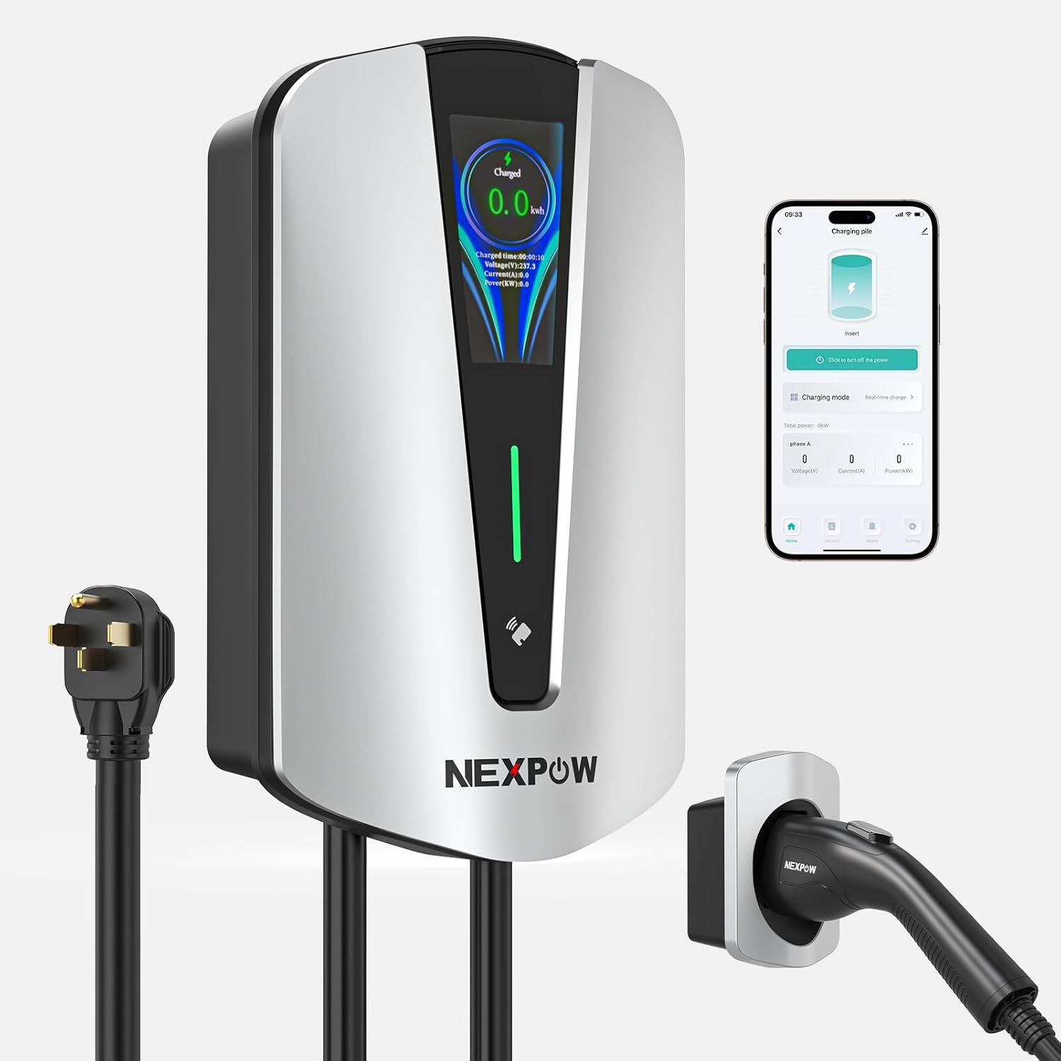NEXPOW Level 2 EV Charger, Max 48A Adjustable Current Electric Vehicle Charging Station, Suitable for All J1772 EV, with NEMA 14-50 Plug