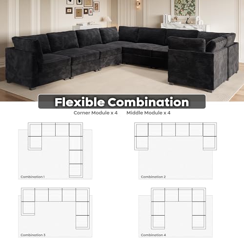 ovios 130.7" Modular Sectional Sofa Couch, U-Shaped Cloud Couches with 2 Ottomans Chaise