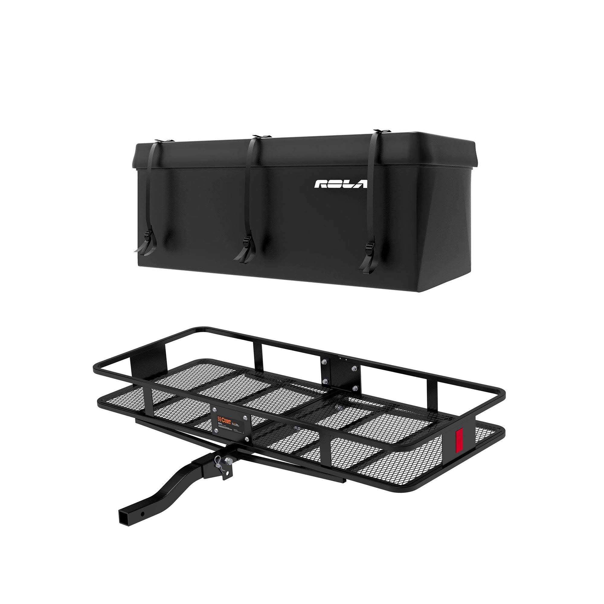 Curt Vehicle Folding Mounting Basket Style Cargo Carrier + Rainproof Cargo Bag