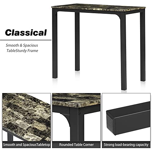 VECELO Kitchen Dining Room Table Set with 2 Chairs for Small Space, Apartment,Metal Steel Frame