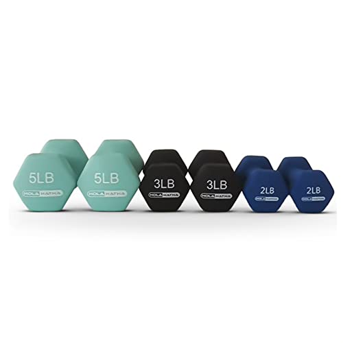 HolaHatha Neoprene Dumbbell Free Hand Weight Set with Rack, Ideal for Home Exercises to Gain Tone and Definition