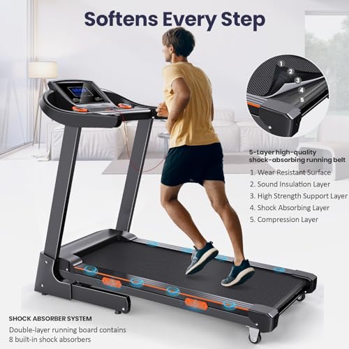3.5HP Treadmill with Auto Incline, 320 lb Capacity, 17.3" Wide Belt, Electric Folding Treadmill for Home, Walking & Running Machine with Handle Bar