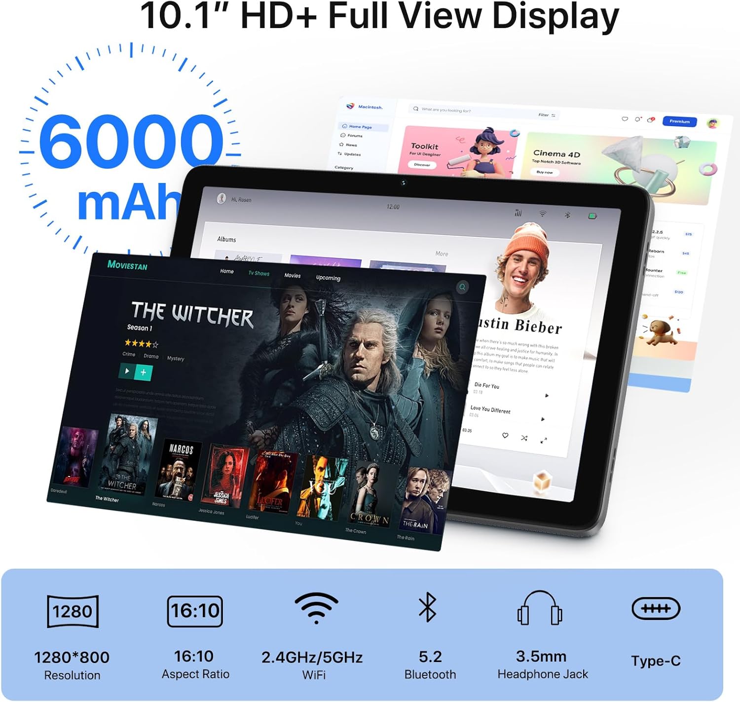 UMIDIGI G3 Tab Ultra 10.1" Tablet, Android 13 Tablet with Helio G99 Processor, 16(8+8) GB&128GB Storage(Expand to 1TB), Dual Camera 8MP