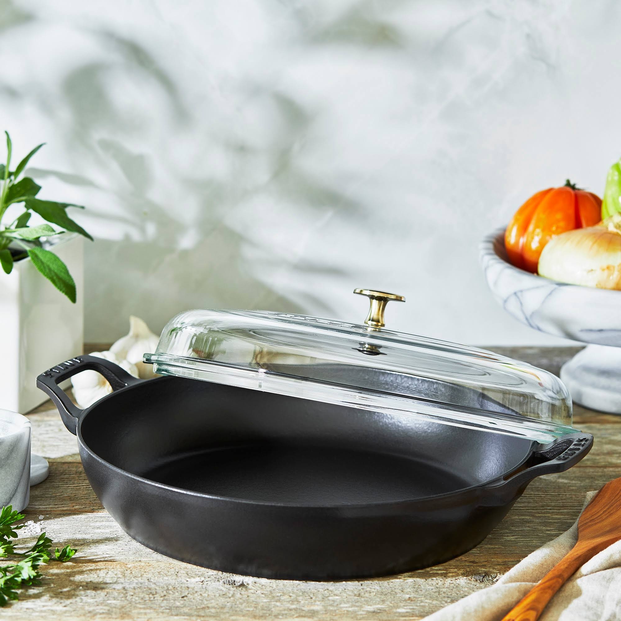 Staub Cast Iron 3.5 Quart Braiser with Glass Lid Matte Black