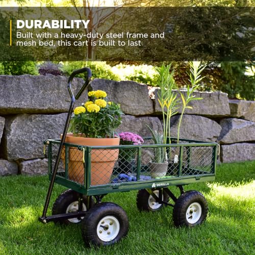 Gorilla Carts Steel Utility Wagon w/ Removable Side Panels, 1000 lb Capacity, Gray