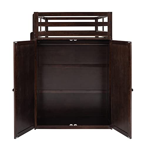 Harper & Bright Designs Full Size Loft Bed with Desk and Wardrobe, Solid Wood Loft Bed Frame with Storage Drawers, for Kids Teens Adults (White)