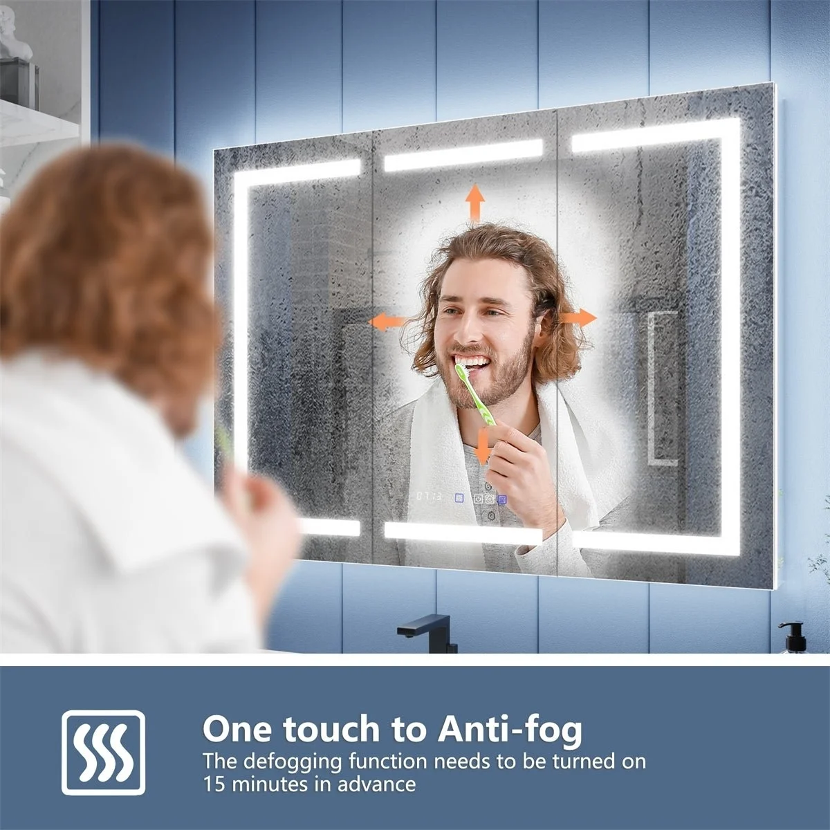 Illusion-B 54" x 36" LED Lighted Inset Mirrored Medicine Cabinet with Magnifiers Front and Back Light