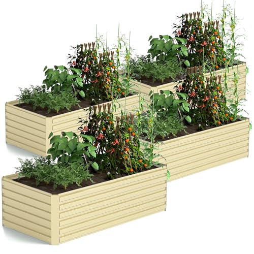 FOOWIN 2pcs 8x4x2ft Galvanized Raised Garden Bed, Planter Raised Garden Boxes Outdoor, Large Metal Raised Beds for Gardening
