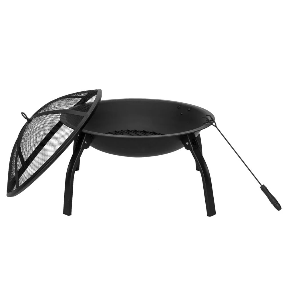 UBesGoo 32 Wood Burning Firepit Garden Square Fire Pit Stove Fire Bowl Patio Firepits Outdoor Black