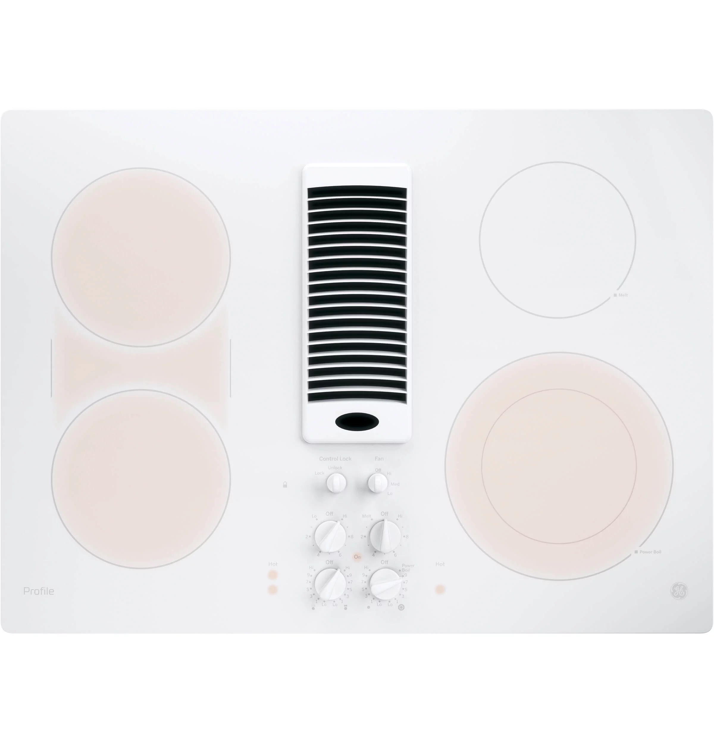 GE Profile PP9830TJWW White Profile Series 30 inch Downdraft Electric Cooktop