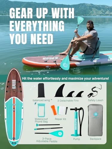 Niphean Inflatable Stand Up Paddle Board with SUP Accessories, Anti-Slip EVA Deck