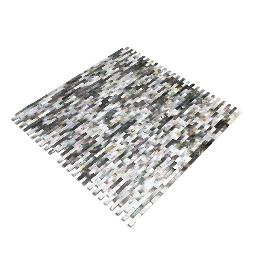 Ivy Hill Tile Sample - Lokahi Random Sized Seashell Splitface Tile Finish: Black/Gray/Pearl