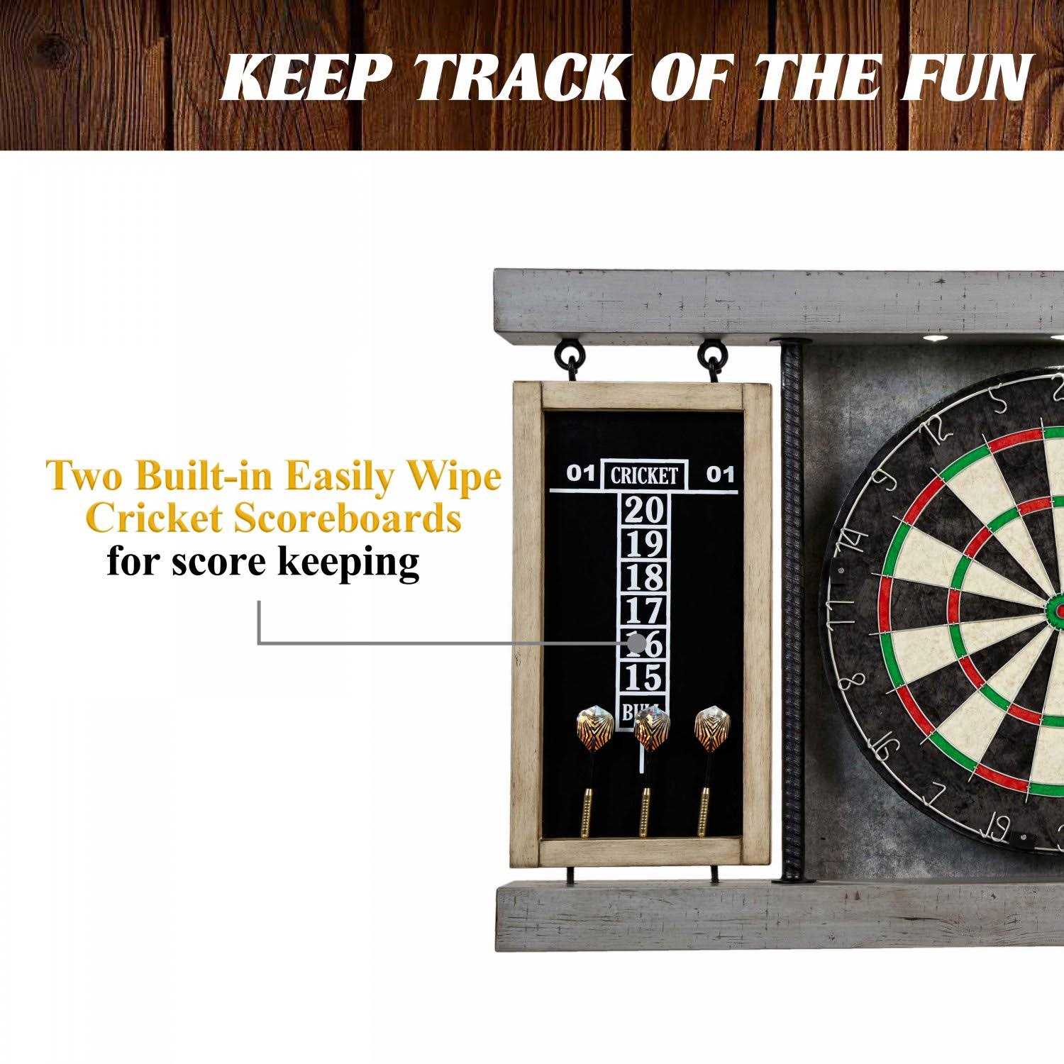 Barrington 40 inch Prescott Collection Bristle Dartboard Cabinet with LED Light - Sports Supplies Online Store