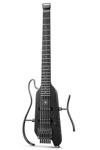 Donner HUSH-X Electric Guitar Kit - Featherlight Travel Guitar with Easy Assemble Stands, Great for Travel and Practice, Mahogany Solid Body, Gig Bag