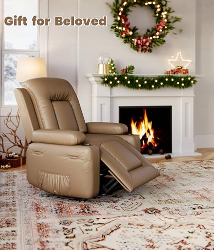 GarveeHome Power Lift Recliner Chair - Heat and Massage, Faux PU Electric Lift Recliner for Elderly & Mobility Impaired, Adjustable Back and Legs